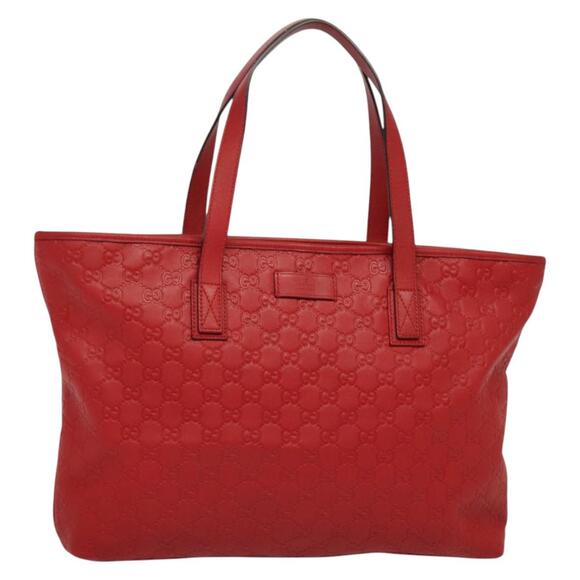 GUCCI GG Canvas Guccissima Tote Bag Leather Gold Red - Picture 1 of 16
